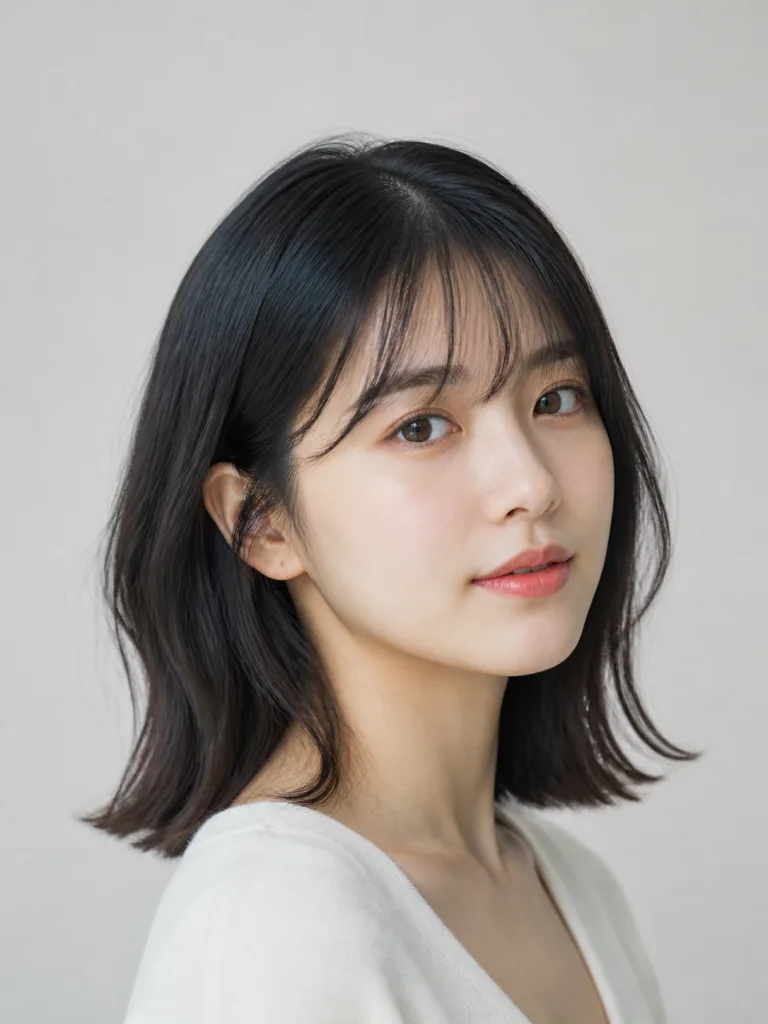 女性使用鏡子 App 確認儀容的示意圖